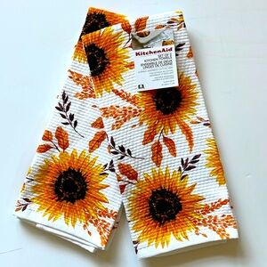 KitchenAid, 2pk Kitchen Towels, Sunflower Harvest Floral 100% Cotton
